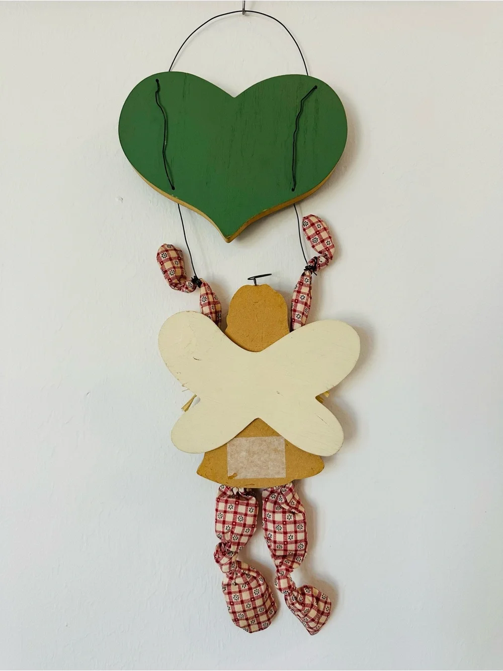 Vintage 90’s Folk Art Primitive Angel Collector Wall Hanging